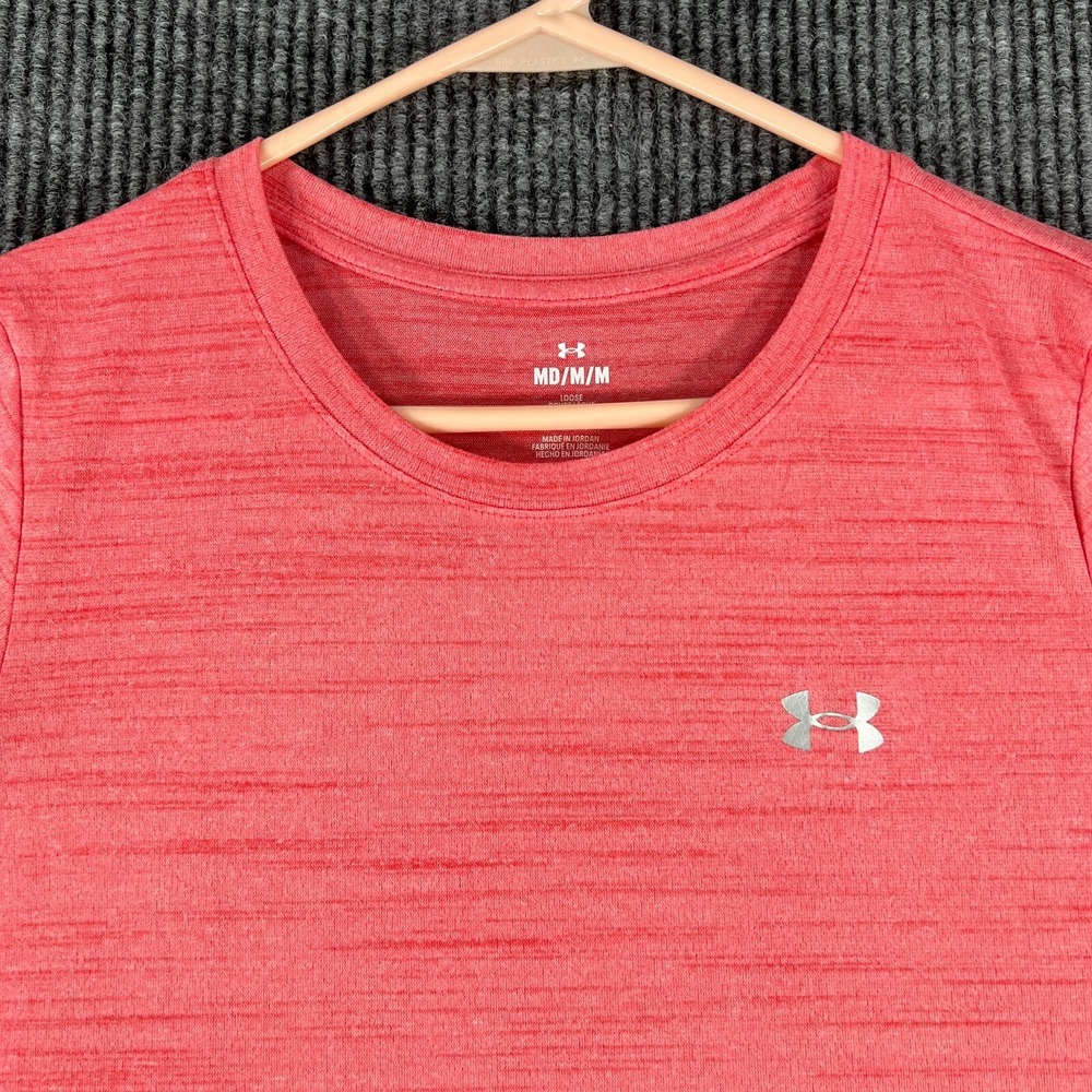 Under‎ Armour Shirt Womens Medium Pink Short Sleeve Loose Fit Active Casual